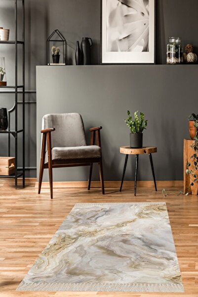 Pelangi Mermer Desenli Dijital Baskı Yıkanabilir Kaymaz Taban Modern Salon Ha...