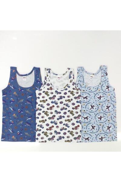 KOTA Erkek Çocuk Desenli Atlet 3'lü Pamuklu Tlet
