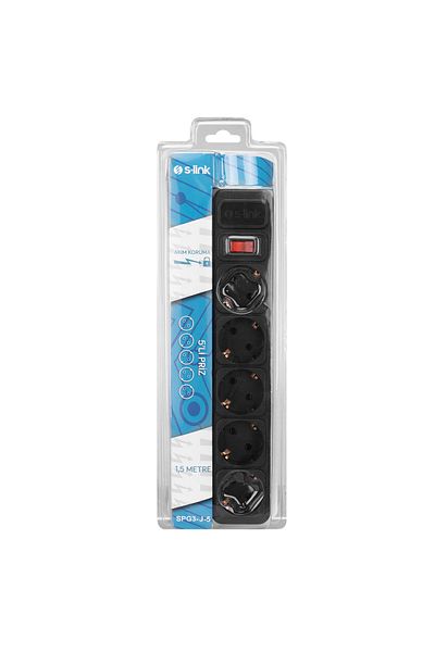 S-LINK 5 Piece 1.5 Meter 306joule Socket with Current Protector Spg3-j-5
