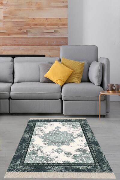 Pelangi Osmanlı Desen Çerçeveli Dijital Baskı Yıkanabilir Kaymaz Taban Klasik Salon Halısı Ve Yolluk