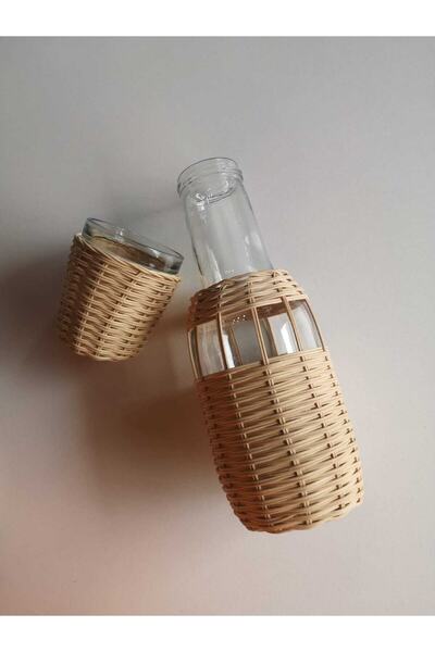 His Art Workshop Doğal Rattan Bambu Sürahi Bardak Takımı