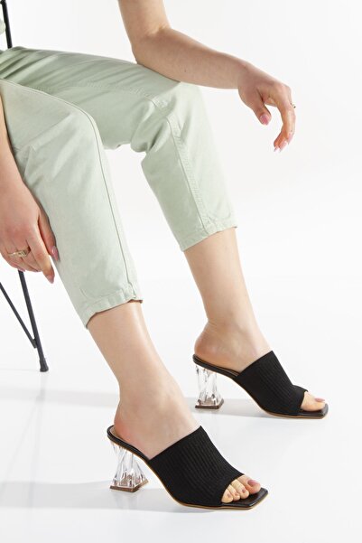 irmona Πλεκτές Παντόφλες Karina Μαύρες Διάφανες Γόβες