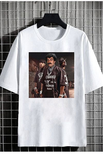 DEEPSENCE White Unisex Oversize T-Shirt - Müslüm because You Front Print