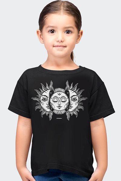 ROCKANDROLL Tricou pentru fetiță Moon Sun Black, astronaut în spațiu Eco Pack de 2