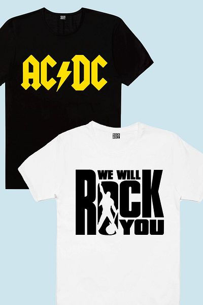 ROCKANDROLL Logo Acdc, Tricou alb Just Rock You pentru băiat Eco Pack de 2