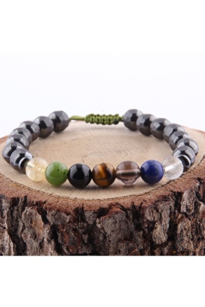 OSMANLI DEĞERLİ TAŞ Certified Chakra Natural Stone Macrame Bracelet - 8 Mm B763