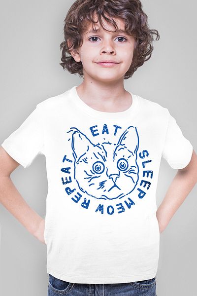 ROCKANDROLL Tricou pentru băieți pentru pisică confuză albă, cu cască, pachet ecologic de 2