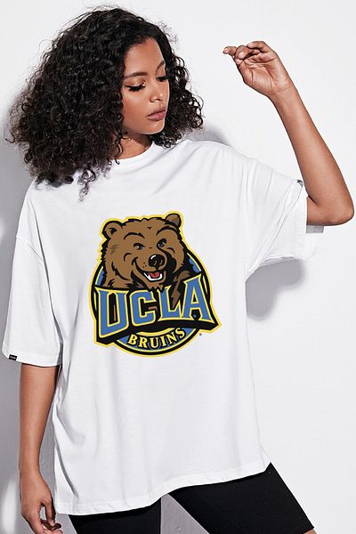 DEEPSENCE Women's Oversize T-shirt Ucla Front Print White