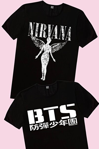 ROCKANDROLL Bts Black Angel Nirvana majica za crne devojke, 2 komada, ekološk...