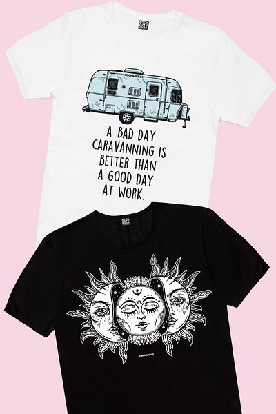 ROCKANDROLL Tricou Caravan Life Moon Sun Negru Fete Pachet 2