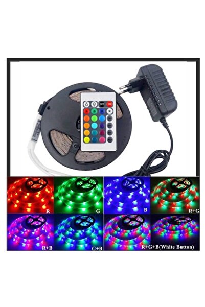 Genel Markalar Rgb Şerit Led Kumandalı - Adaptörlü 5 Metre Led Vitrin Süsü