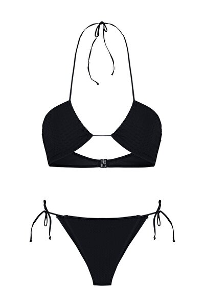 AQUELLA Halter Yaka Siyah Bikini Takım