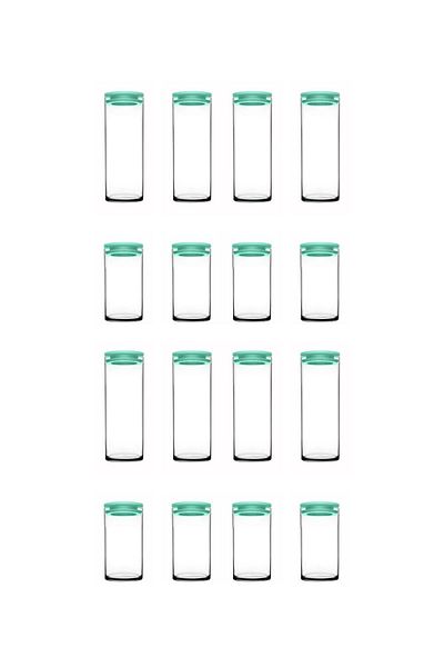 Paşabahçe Breakfast Clup 16-Piece Turquoise Lid Vacuum Jar