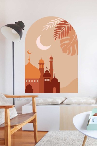 Sticker Ekspres Cami Ve Hilal Temalı Kemer Duvar Sticker