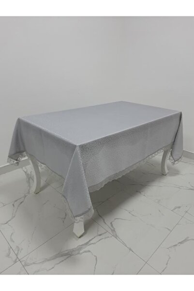 Finezza Față de masă din țesătură jacquard Paris, gri cu guipure, dreptunghiu...