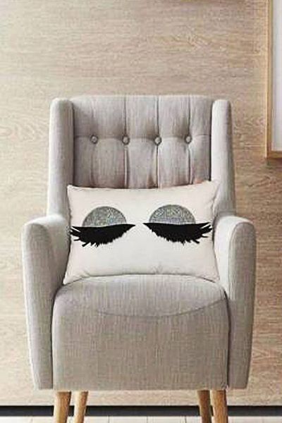 Nisahometeks White Eyelash Pillow - Throw Pillow Lashes Design