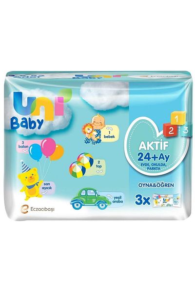 Uni Baby Wipes Wet Towel Play&Learn 3X52Pcs