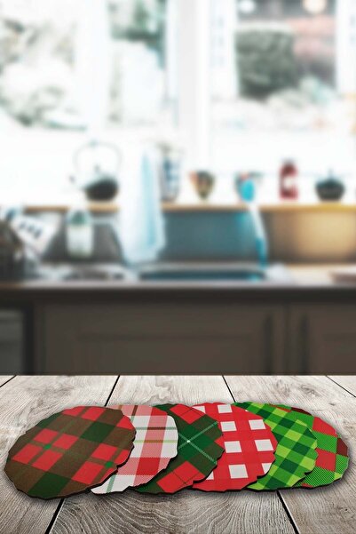 no77decor مجموعة من 6 قواعد أكواب منقوشة على مفرش المائدة