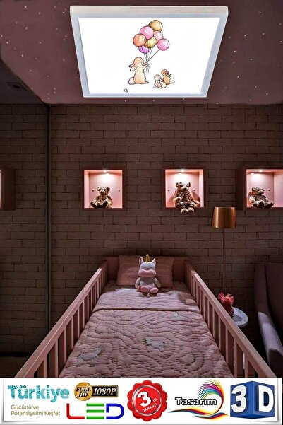 Gökyüzü Panel 54w Yeni Nesil Aydınlatma Balonlu Tavşan Led Avize