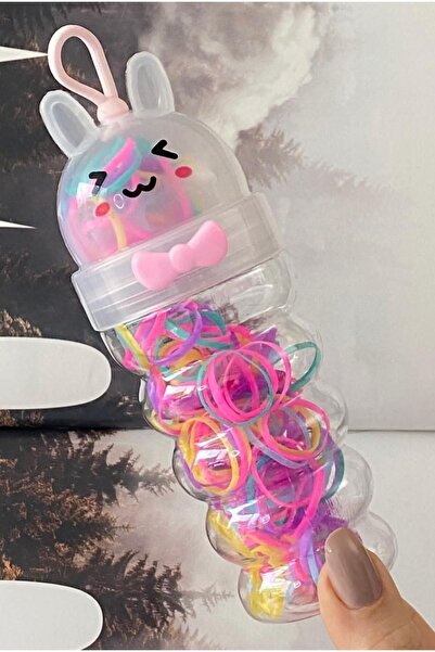 QUEEN AKSESUAR Διαφανές κουτί με λουράκια κουνελιού, απαλό χρώμα, πολύχρωμη π...