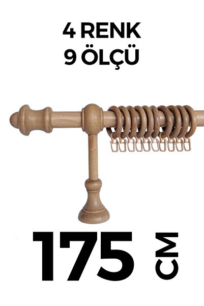 HLMSTOR Ahşap Rustik Perde Askısı Meşe Açık Kahve Raysız 175 Cm