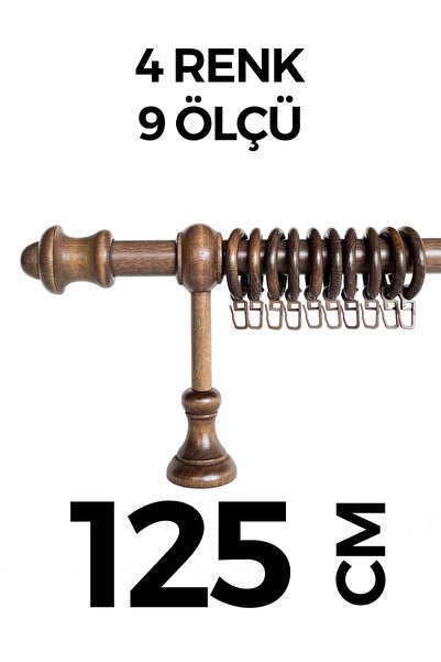 Halim Perdesan Ahşap Rustik Perde Askısı Ceviz Koyu Kahve Raysız 125 Cm