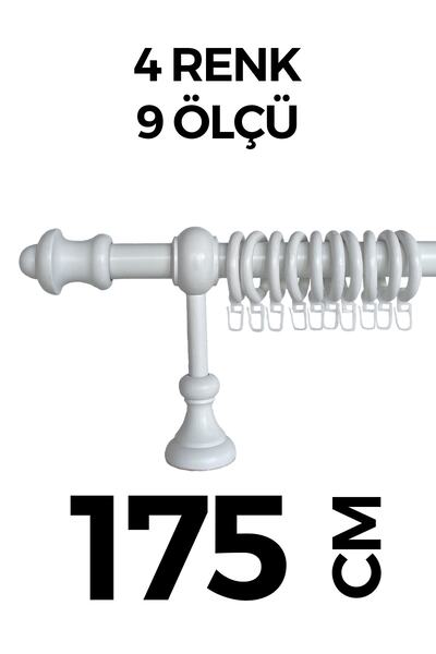 HLMSTOR Ahşap Rustik Perde Askısı Beyaz Raysız 175 Cm