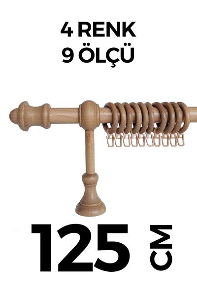 HLMSTOR Ahşap Rustik Perde Askısı Meşe Açık Kahve Raysız 125 Cm