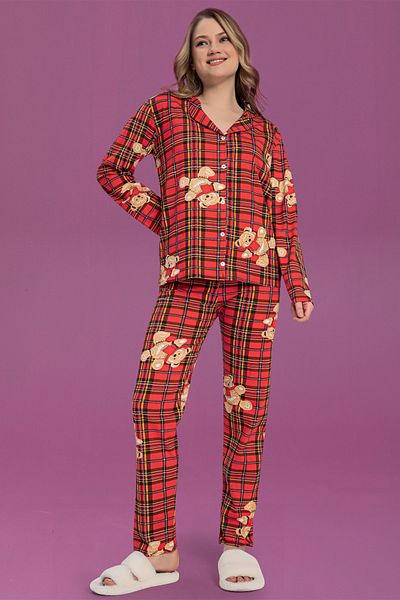 STRAWBERRY Bavlněný pyžamový set na knoflíky