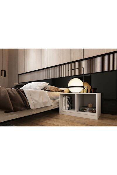 Nettrends Mrc Iki Açık Raflı Bölmeli Beyaz Komodin 65 Cm Kmd-1001