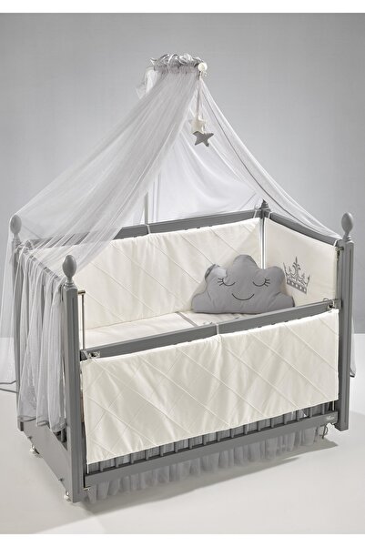 Meltem Smart Kral Anne Yanı Ahşap Sallanır Beşik 60x120 cm (gri-motto gri)