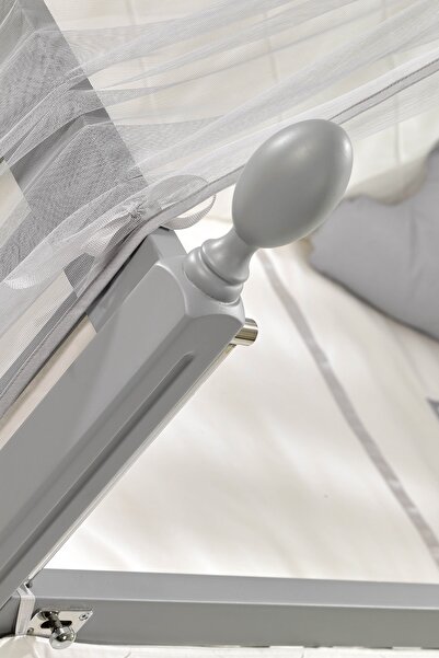 Meltem Smart Kral Anne Yanı Ahşap Sallanır Beşik 60x120 cm (gri-motto gri)