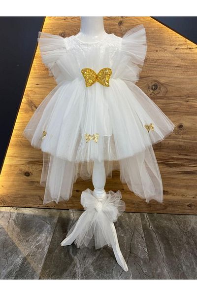 Harry&Millie Baby Girl Angel Wings White Dress 6 Months