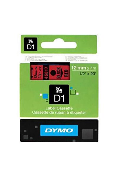 Dymo شريط D1 قياسي 12 مم × 7 أمتار أسود على أحمر 45017