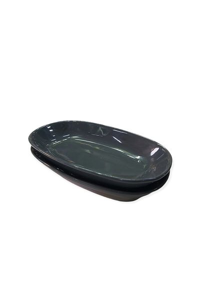 MATARMUTFAK Porcelain Smoke Color 12cm Mini Boat Appetizer Presentation Plate 2 Pieces
