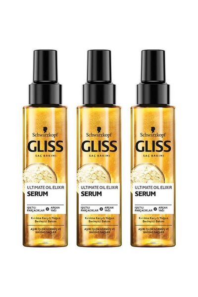 Gliss Schwarzkopf Ultimate Oil Elixir - 100ml x 3 Nourishing Care Serum