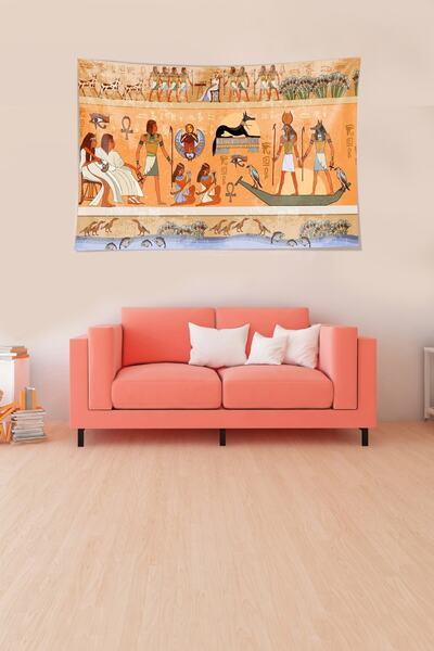 on the clouds Antik Mısır Figürlü Etnik Leke Tutmaz Kadife Dokulu Kumaş Duvar Örtüsü Duvar Halısı Tapestry