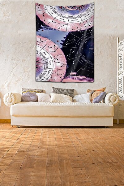 on the clouds Washable Stain Resistant Micropetek Fabric Astrology Zodiac Pattern Wall Cloth Wall Carpet Tapestry