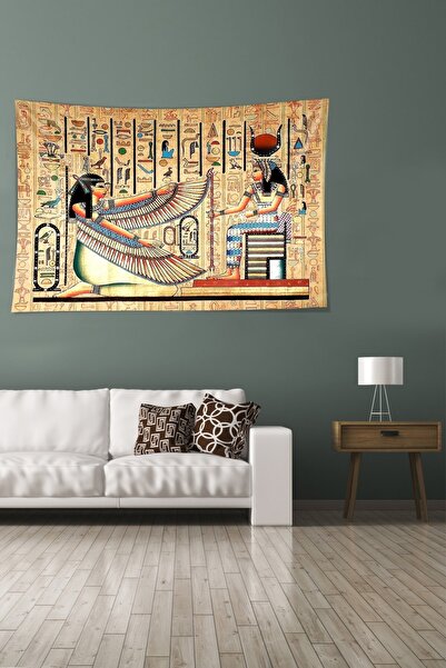 on the clouds Antique Egyptian Pattern Ethnic Stain Resistant Velvet Textured Fabric Wall Cloth Wall Carpet Tapestry