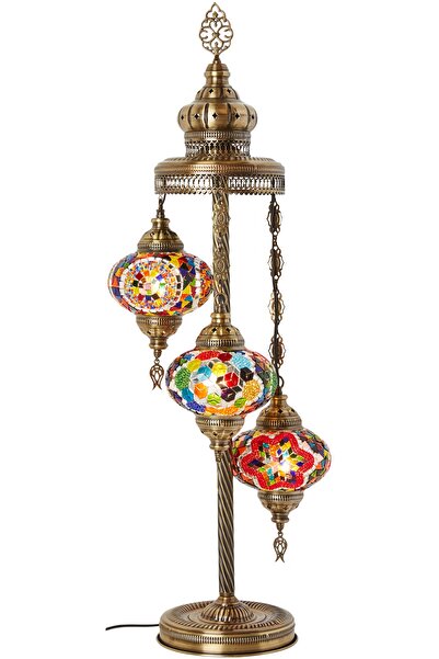 Demmex Mozaik Ayaklı Lambader 3lü Otantik Lamba Dekor Lamba