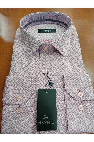 ADVANTE Мъжка риза с дълъг ръкав и шарка Güncüoğlu Slim Fit