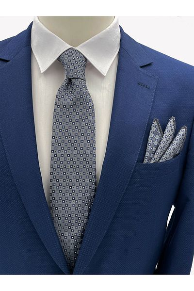 Brianze Gray Checkered Tie Handkerchief Set