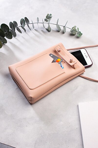 DK LEATHER Γυναικεία τσάντα χιαστί σε σκόνη με μικρές τσέπες και ιμάντα ώμου,...