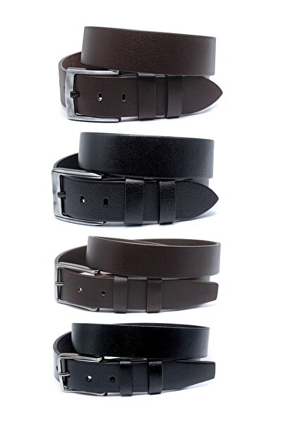 Livize 4 τμχ Δερμάτινο Κλασικό Τζιν Σετ Ανδρική Ζώνη Μαύρη Καφέ