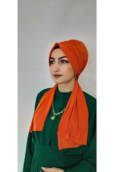 R&S modibone Πορτοκαλί σχέδιο Gathered Ready Bonnet Hijap