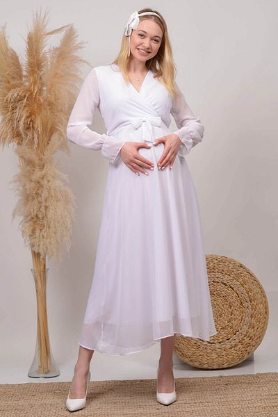 Neşeli Butik Γυναικείο Φόρεμα εγκυμοσύνης σιφόν με διπλό γιακά Baby Shower Hml003