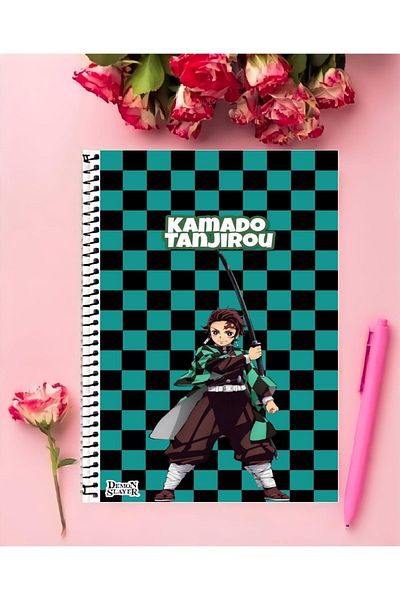 animeandyourworld Komado Tanjiro Notebook 1 Piece Special Design A4 Size 21*29 Cm Wired Striped Large Size Notebook