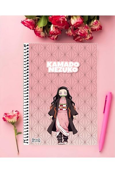 animeandyourworld Nezuko Komado Notebook 1 Piece Special Design A4 Size 21*29 Cm Wired Striped Large Size Notebook
