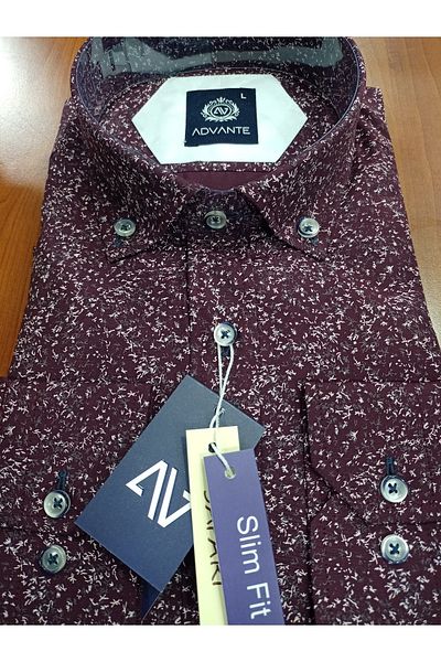 ADVANTE Мъжка риза с дълъг ръкав и дигитален щампа Güncüoğlu Slim Fit