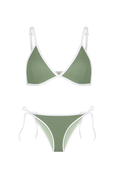AQUELLA Σετ μπικίνι Triangle Piping Khaki